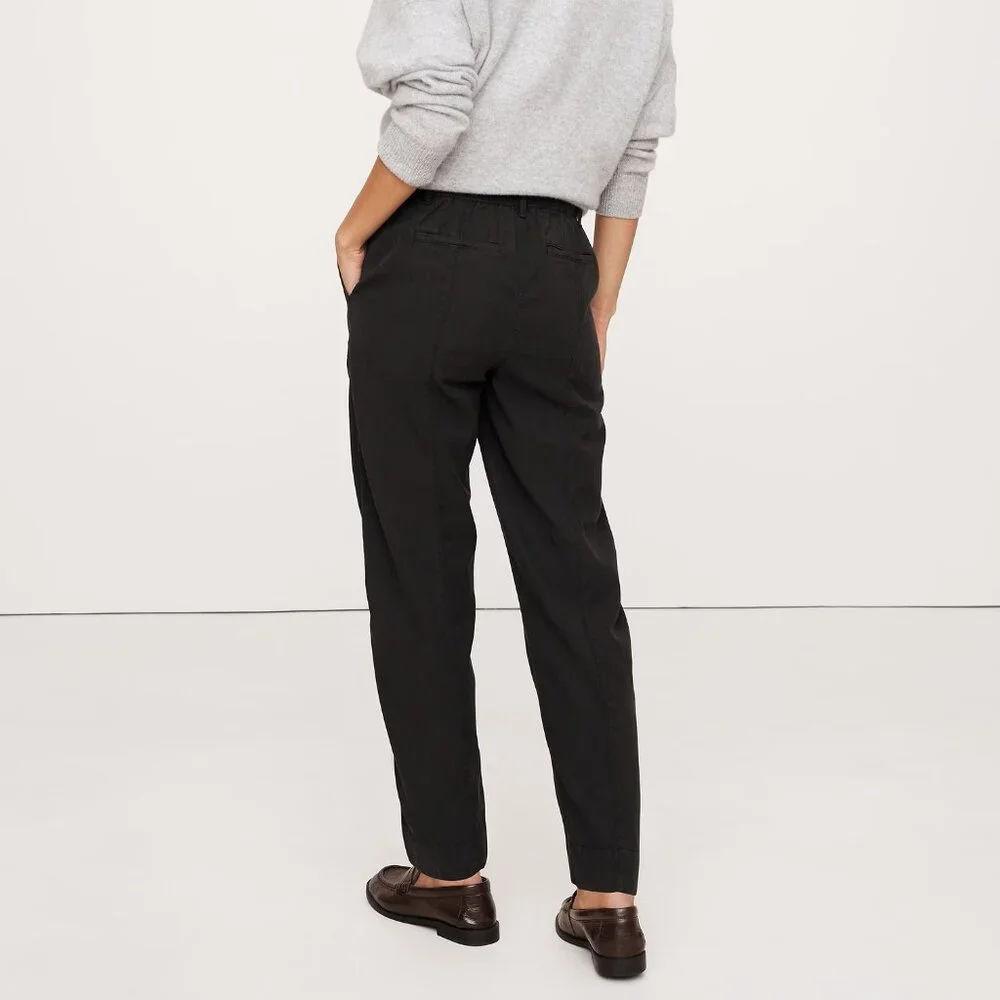 NWT! Banana Republic Black Cotton-Tencel Barrel Leg Soma Twill Pants XS